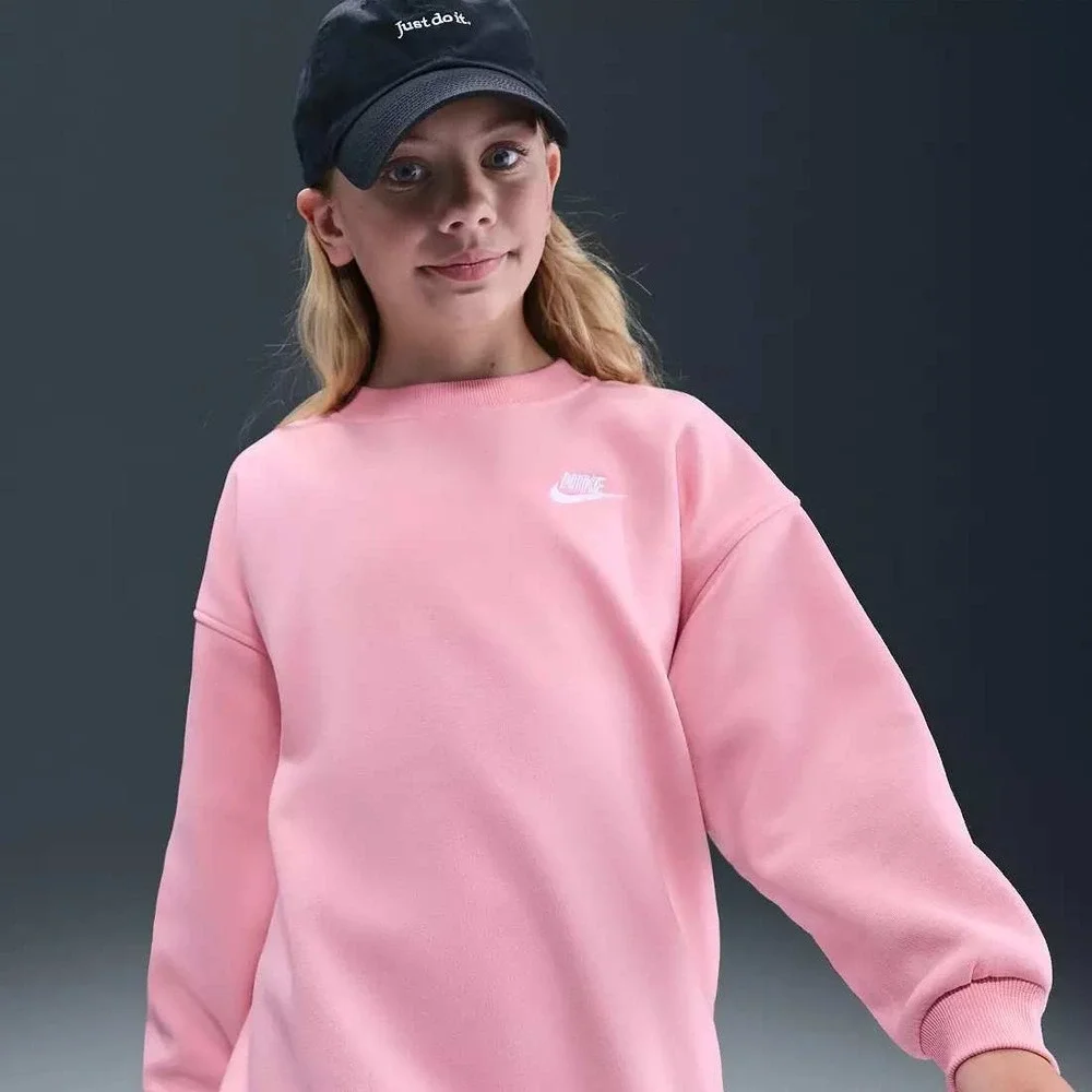 Nike Sportswear Club Fleece Big Kids' Oversized‎ Sweatshirt Pink New With Tags